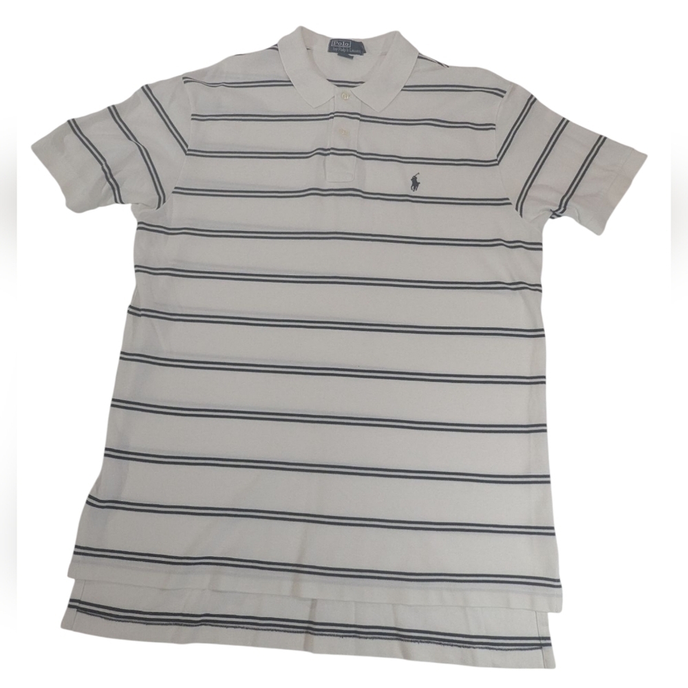 Polo by Ralph Lauren Men's White & Black Strips Short Sleeve Cotton Shirt Sz.XL